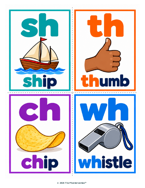 Digraph Picture Cards printable preview