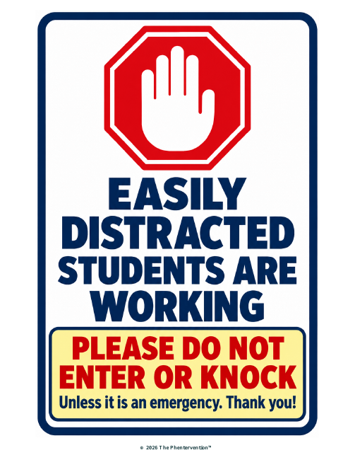 Focused Learning Door Sign printable preview