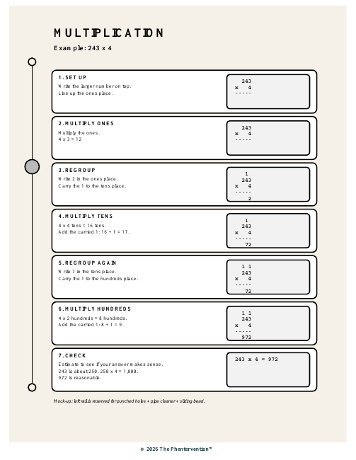 Multiplication Step Tracker printable preview