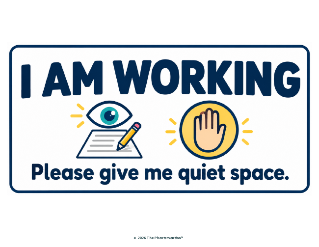 I Am Working Desk Sign printable preview