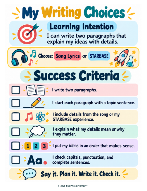 My Writing Choices Checklist printable preview